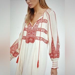 Free People Wind Willow Long Sleeve Mini Deess Cashmere color size XS